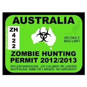  Australia Zombie Hunting Permit 2012 (Bumper Sticker 
