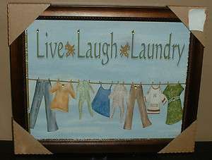 LAUNDRY FRAMED PICTURE~WALL PLAQUE~ART SIGN~WASH ROOM~BRONZE FRAME 