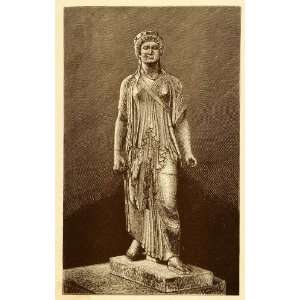   Ancient Greek Mythology Goddess Statue Sculpture   Original Engraving