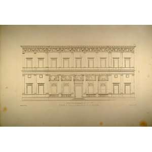 1860 Engraving Villa Farnesina Farnese Rome Architecture Blueprint 