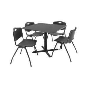  36x36 Table and 4 M Stack Chairs Set   TBS36GYSC47