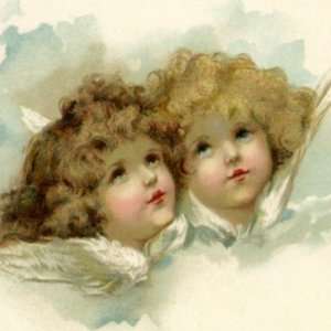  Vintage Illustration Victorian Christmas Angels Sticker 