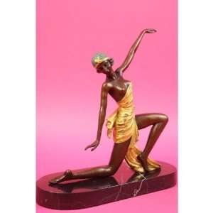 Original Signed Jean Patou Gilt Flirty Dancer Bronze Figurine Figure