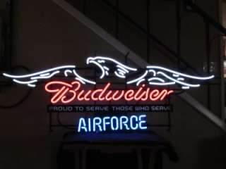 Budweiser Air Force Military Neon Beer Bar Sign Light NEW RARE USA 