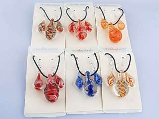 Wholesale 6sets Drop Volute Murano Glass Necklaces Earrings Jewerly 