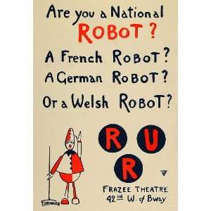 1924 Lithograph R.U.R. Robot Carlo Fornaro Mini Poster   Original Mini 