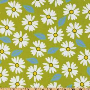  43 Wide Izzy Flannel Daisies Summer Green Fabric By The 