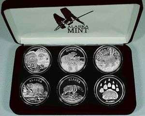 Alaska Mint 6   BEAR SET Silver Medallion Proof 6 oz  