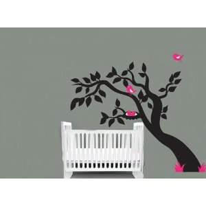  Kids Leaning Tree Vinyl Wall Decal with Bird Nest Great 