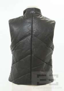 Crew Black Leather Seamed Snap Front Vest Size Small  
