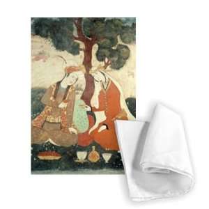 Scene galante from the era of Shah Abbas I,   Tea Towel 100% Cotton 