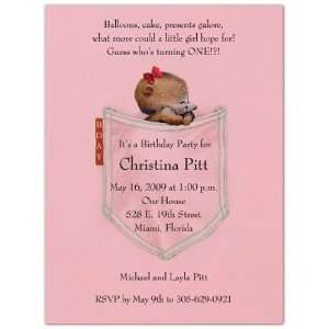  Pink Jean Mouse 1st Birthday Invitations   Set of 20: Baby