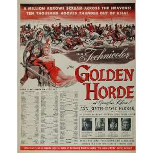 1951 Movie Ad Golden Horde Genghis Khan Ann Blyth 