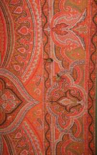 Victorian Ca 1860s Woven All Paisley Shawl / Throw XL  