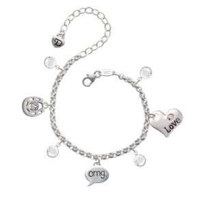  omg   Oh My God   Text Chat Love & Luck Charm Bracelet 