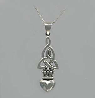 STERLING SILVER CELTIC Claddagh NECKLACE  