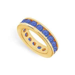 Blue Sapphire Eternity Band  14K Yellow Gold 4.00 CT TGW   Ring Size 