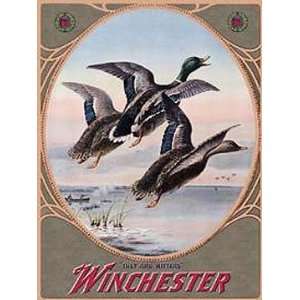  Winchester Guns 3 Mallard Ducks Hunting Retro Vintage Tin 