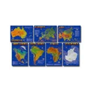  BB SET SEVEN CONTINENTS OF WORLD 7 PHYSICAL MAPS 17 X 24 