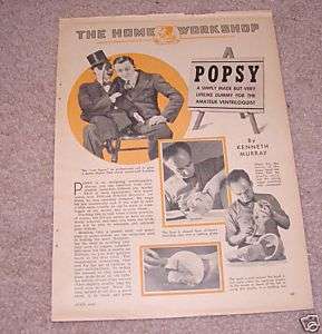 1938 Popsy Ventriloquist Dummy Plans from 1938  