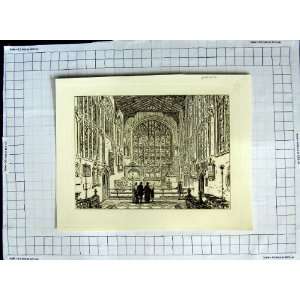 Architecture Interior Warwick Cathedral Antique Print
