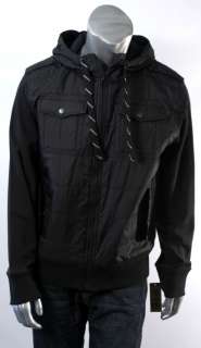 American Rag Black Hooded Quilt Front Coat/Jacket Sz L  