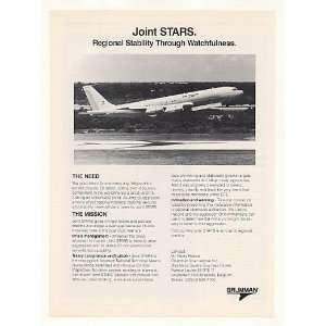  1990 Grumman US Air Force Army Joint STARS Aircraft Print 