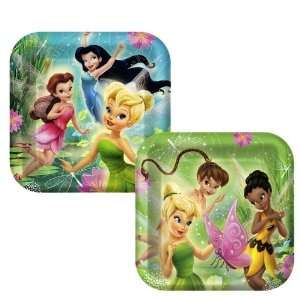  Lets Party By Hallmark Disney Fairies Square Dinner Plates 
