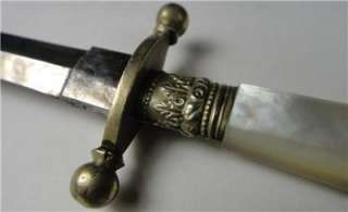 EARLY AMERICAN BRITISH NAVAL DIRK 1800 MOTHER PEARL HANDLE DAGGER 