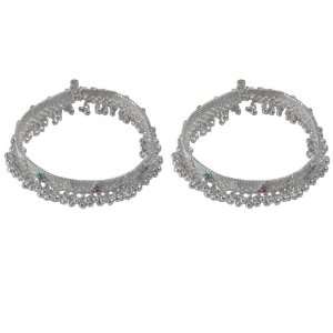 Indian Jewelry Ankle Bracelet Pairs in Silver 10 inches Jewelry 