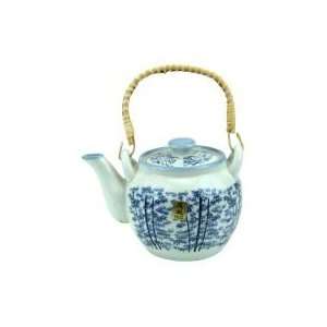 Japanese Ceramic Teapot   Blue Bamboo 32oz  Kitchen 
