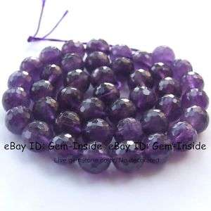 AAA 10mm Round Faceted Shape Natural Amethyst Gemstone  