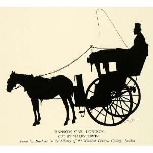 1938 Print Woodcut Hansom Cab London England Harry Edwin 
