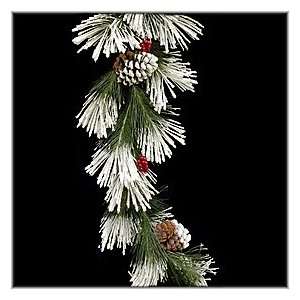Artificial Snow Flocked Pine With Pinecones And Berries Garland 