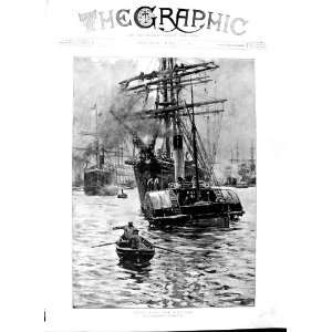  1891 Brangwyn Fine Art War Ships Westard Men Boat