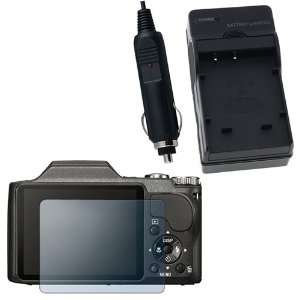   Screen Protector + Compact Battery Charger Set for Sony DSC H20
