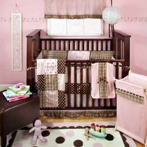  My Baby Sam Mad About Plaid 4 Piece Crib Bedding Set, Pink 