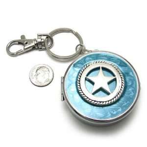  Keychains ~ Blue Star Silvertone Pill Case Keychain Combo 