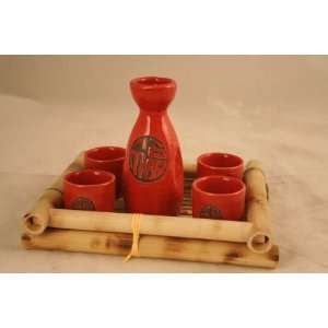  Glazed Ceramic 5 Pcs Japanese Sake Set 
