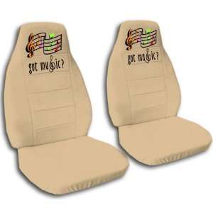  2 front, tan musical note seat covers, for a 2006 Chevy 