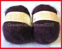 Skeins Luxury 52% Angora 48% Wool Knitting Yarn Deep Purple 100g 