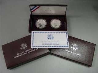 1999 Dolley Madison Proof and Unc Silver Dollar Coins  