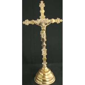   Antique French Ornate Brass Standing Crucifix Cross: Everything Else