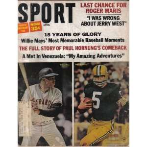  Sport magazine April 1966, Willie Mays Of Giants and Paul Hornung 
