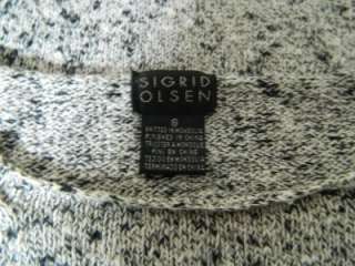 Sigrid Olsen Gray/Black/Off White Round Neck Cap Sleeve Sweater S EUC 