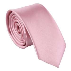  Polyester Narrow Neck Tie Skinny Solid Pink Thin Necktie 