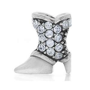  My Beads Sterling Silver Crystal Cowgirl Boot Bead SS 