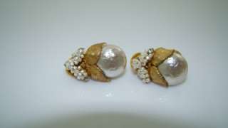 Unsigned Pretty Miriam Haskell Baroque Pearl Earrings.