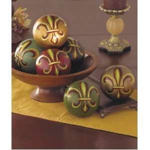 Tuscan 4 Colored Decorative Fleur De Lis Balls Sphere Orbs  