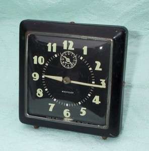 Antique Vintage Art Deco Westclox Alarm Clock w/ Radium Dial & Black 
